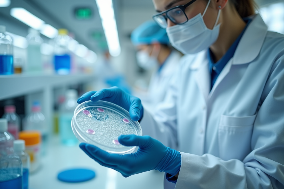 Chercheur en laboratoire manipulant des cellules souches