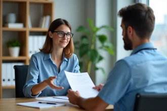 Femme discutant avec un médecin dans un cabinet moderne