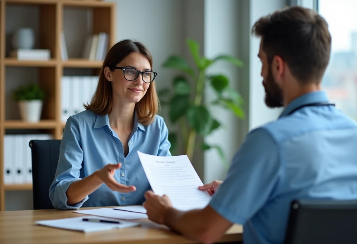 Femme discutant avec un médecin dans un cabinet moderne