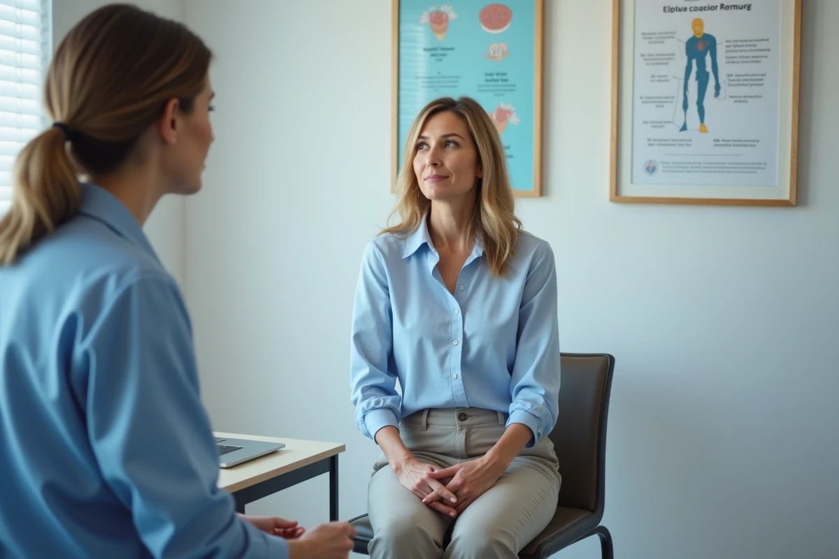 Femme en consultation médicale dans un cabinet moderne
