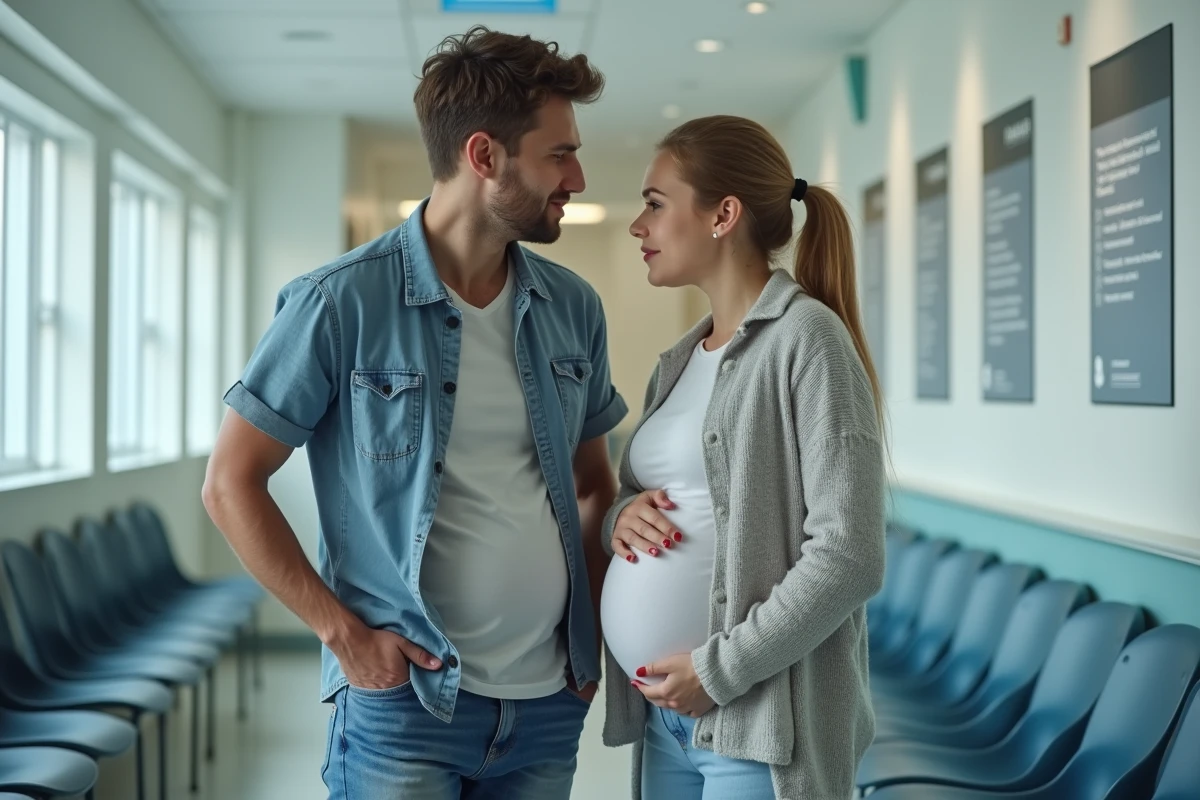 Couple inquiet en salle d