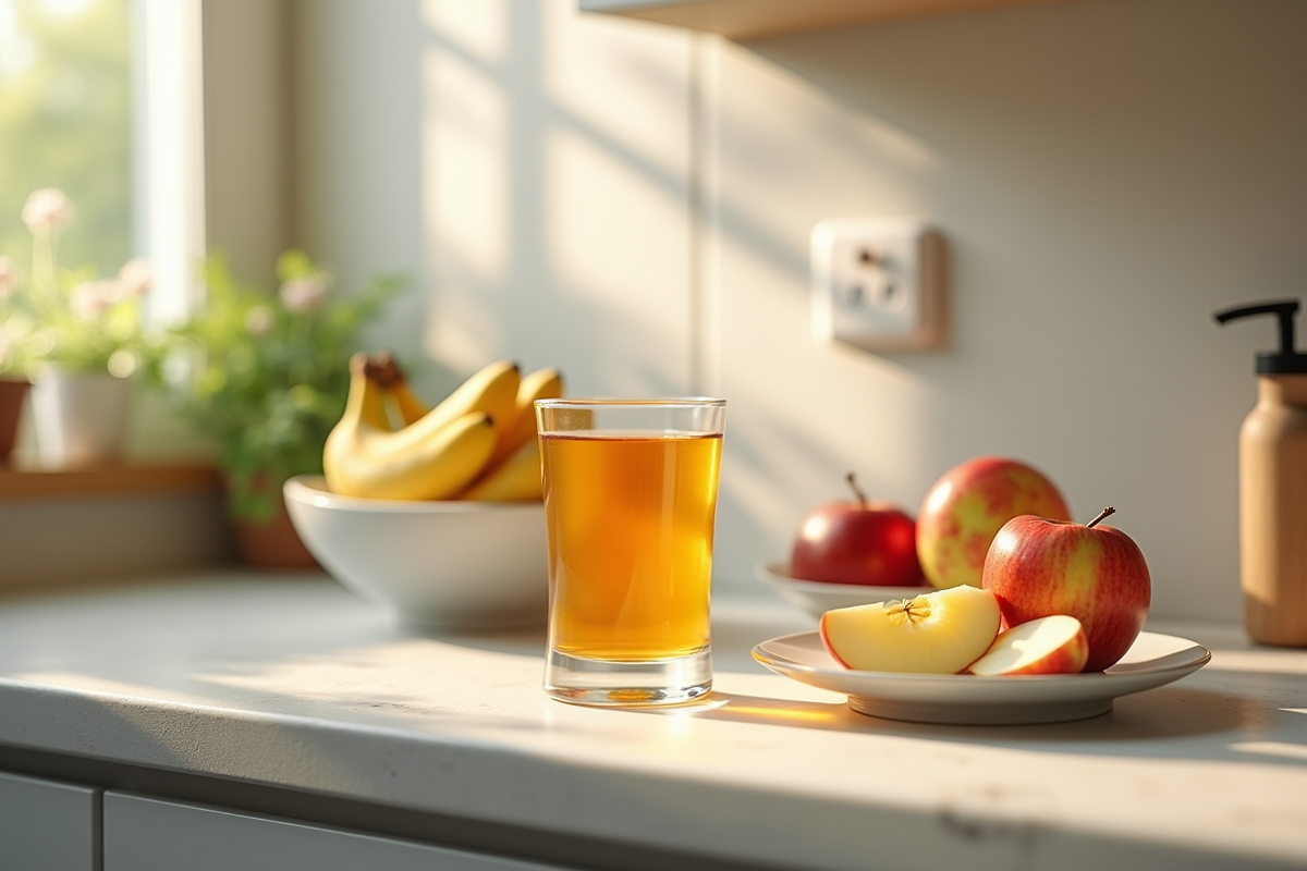Cuisine lumineuse avec thé au gingembre et bananes