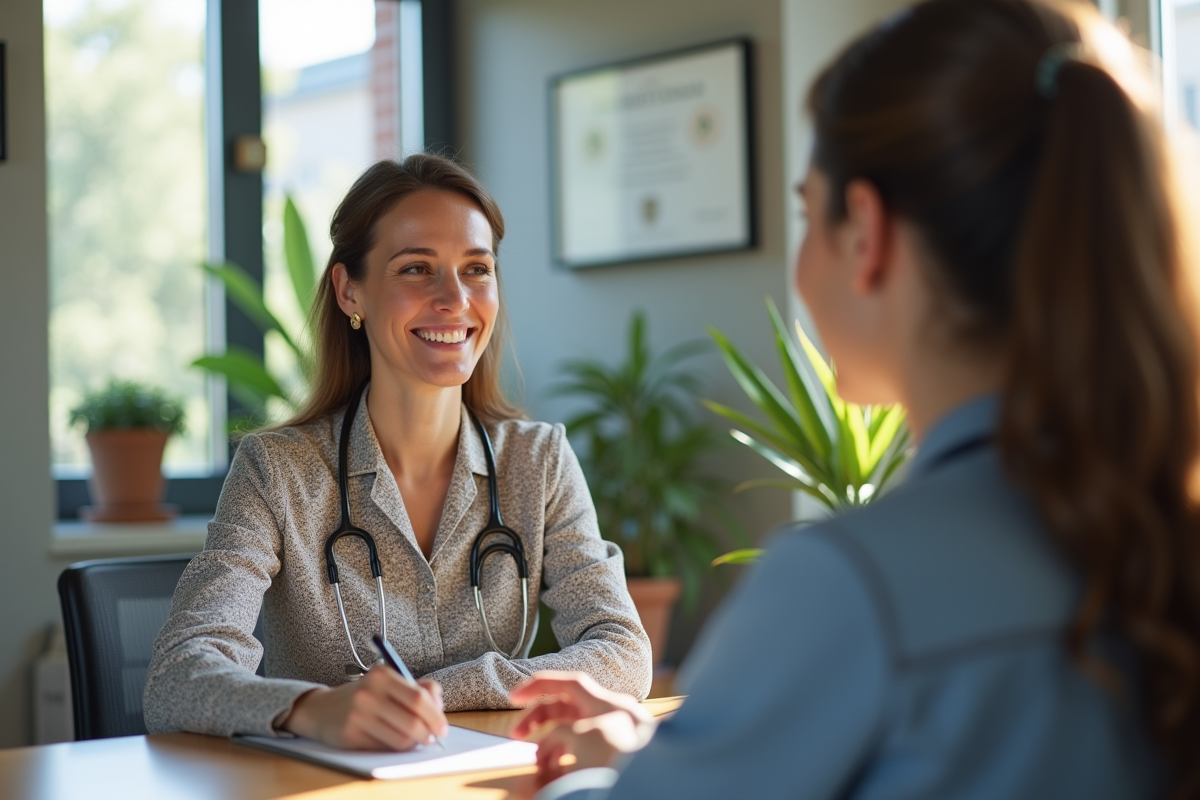 Femme médecin souriante lors d