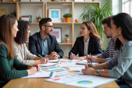 Groupe diversifié en réunion d'action santé communautaire