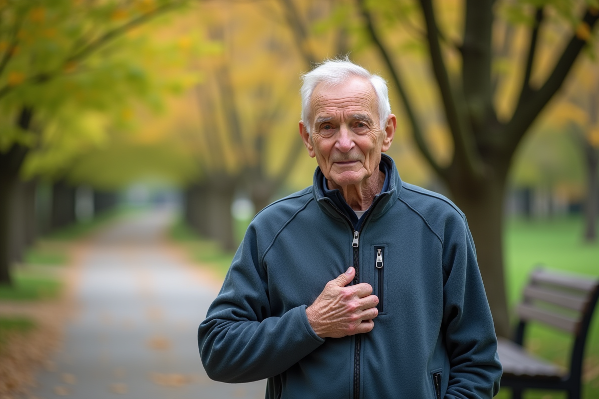 Homme faisant physiotherapie dans un parc au printemps