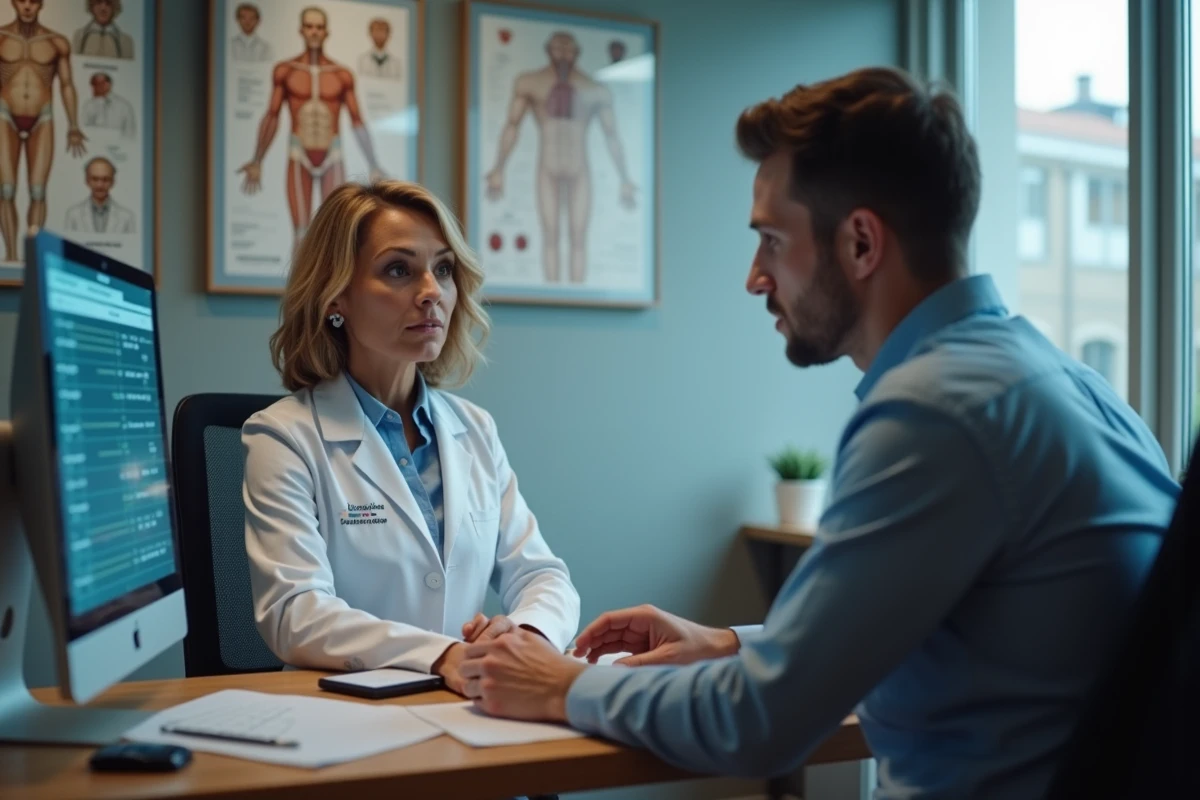 Docteur expliquant un résultat de test à un jeune patient