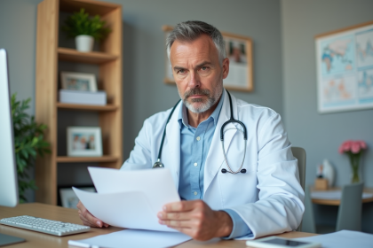 Médecin généraliste en bureau moderne et organisé