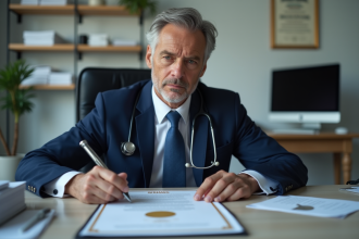Médecin d'âge moyen dans un bureau professionnel