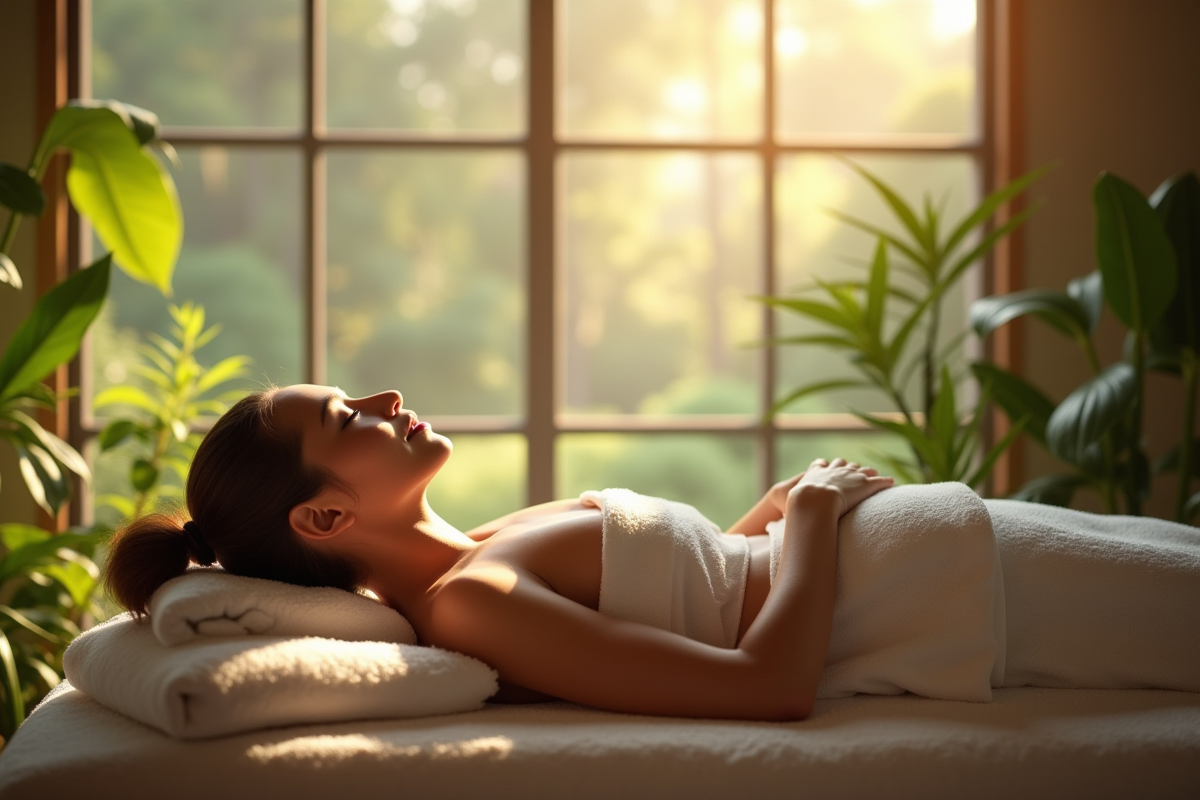 Moment de détente dans un spa avec massage thérapeutique